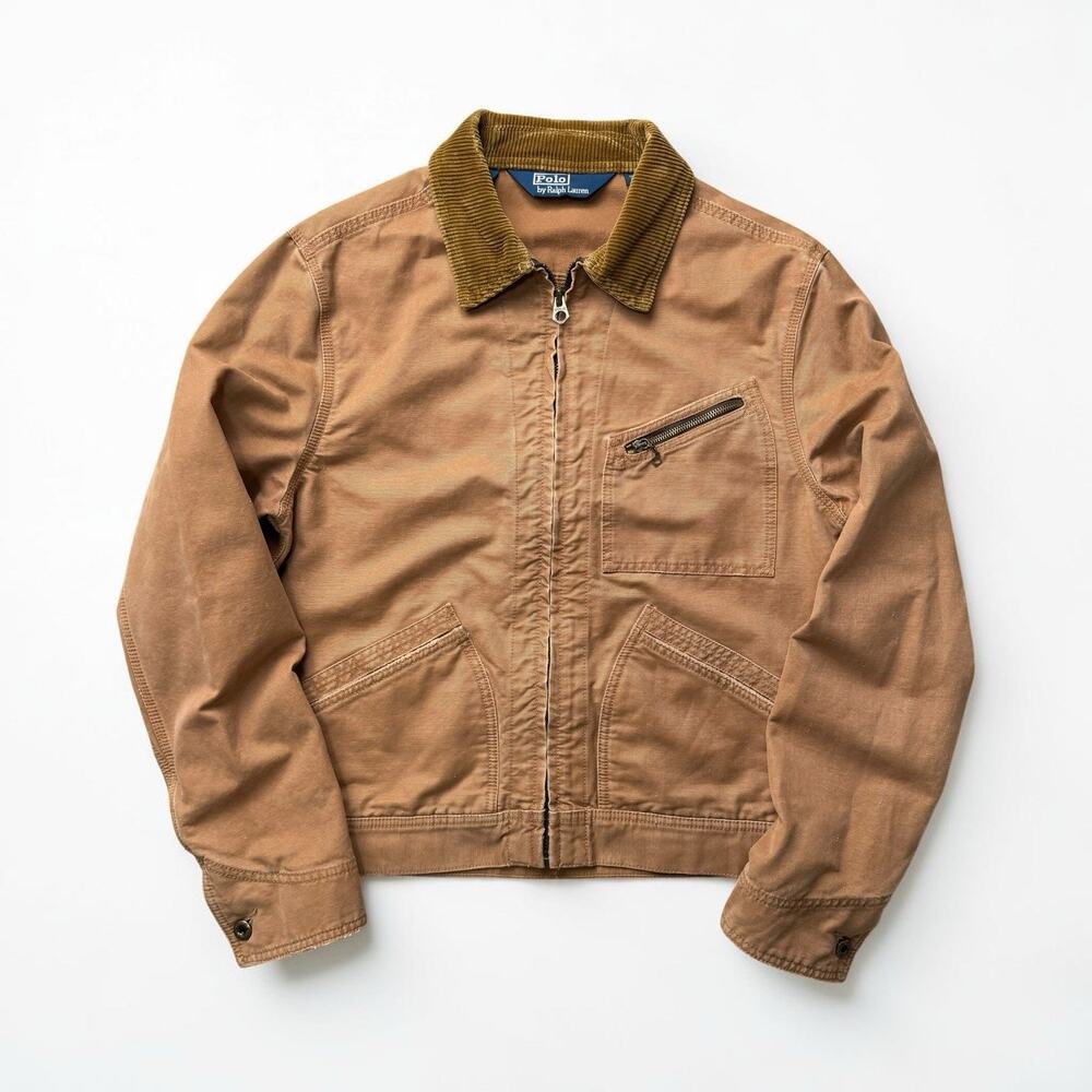 Vintage 90s Ralph Lauren Polo 91-B Duck Canvas Jacket Corduroy Distressed Sz M